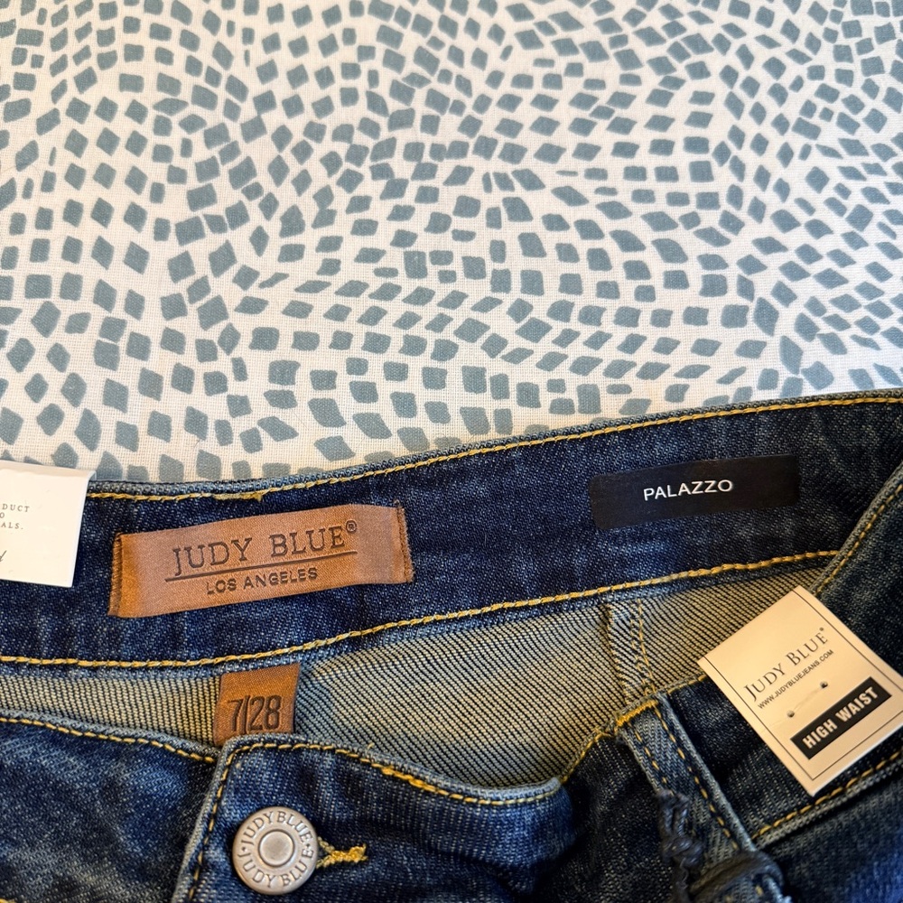 Judy Blue | High Rise Palazzo Wide Leg Jeans, Dark Indigo - Picture 8 of 11